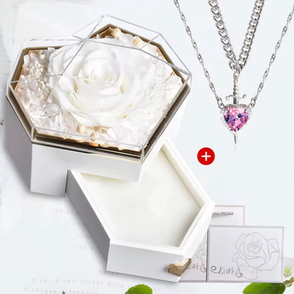 Rosa eterna con collar doble