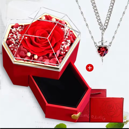 Rosa eterna con collar doble