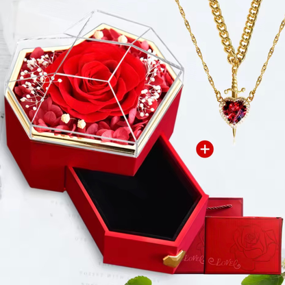 Rosa eterna con collar doble