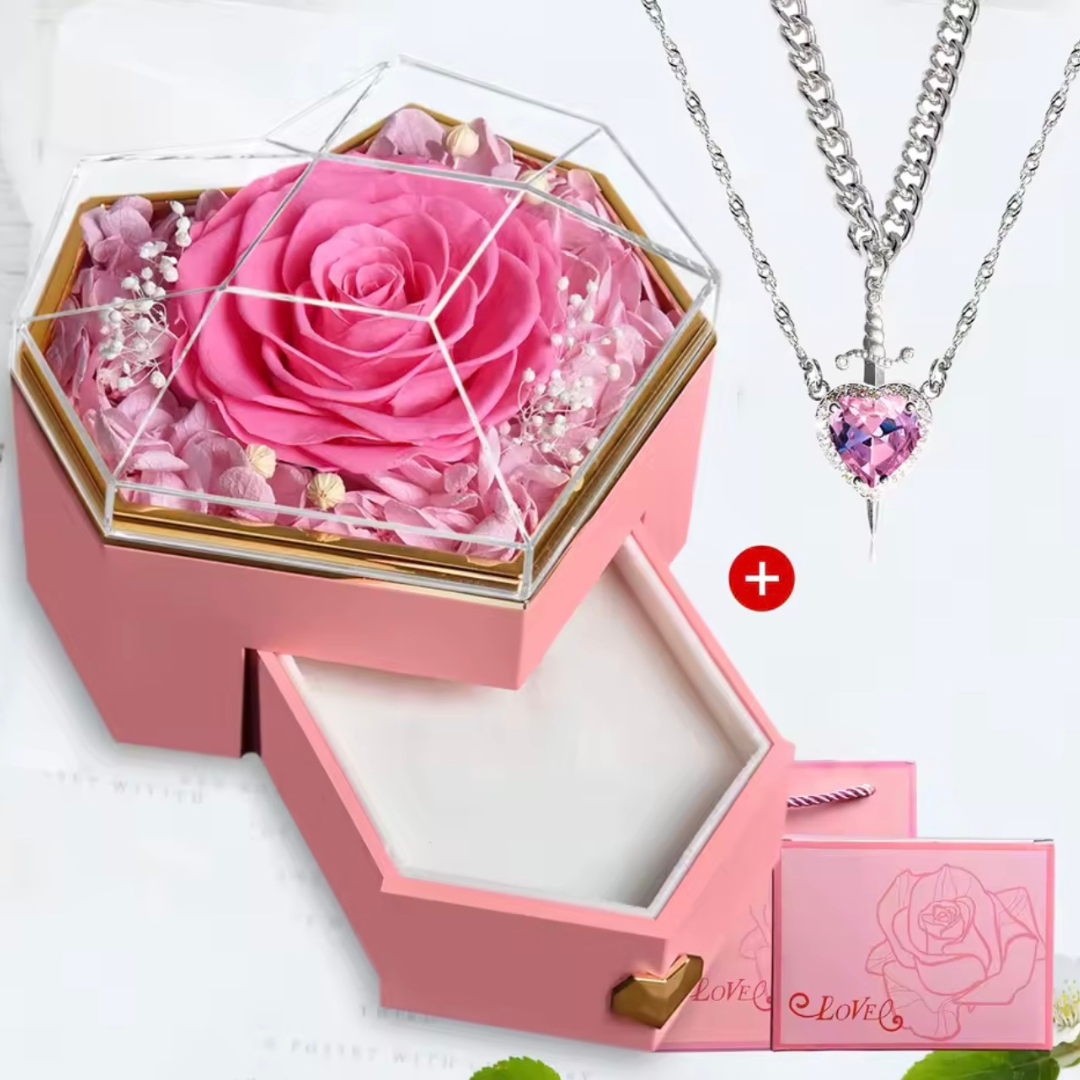 Rosa eterna con collar doble