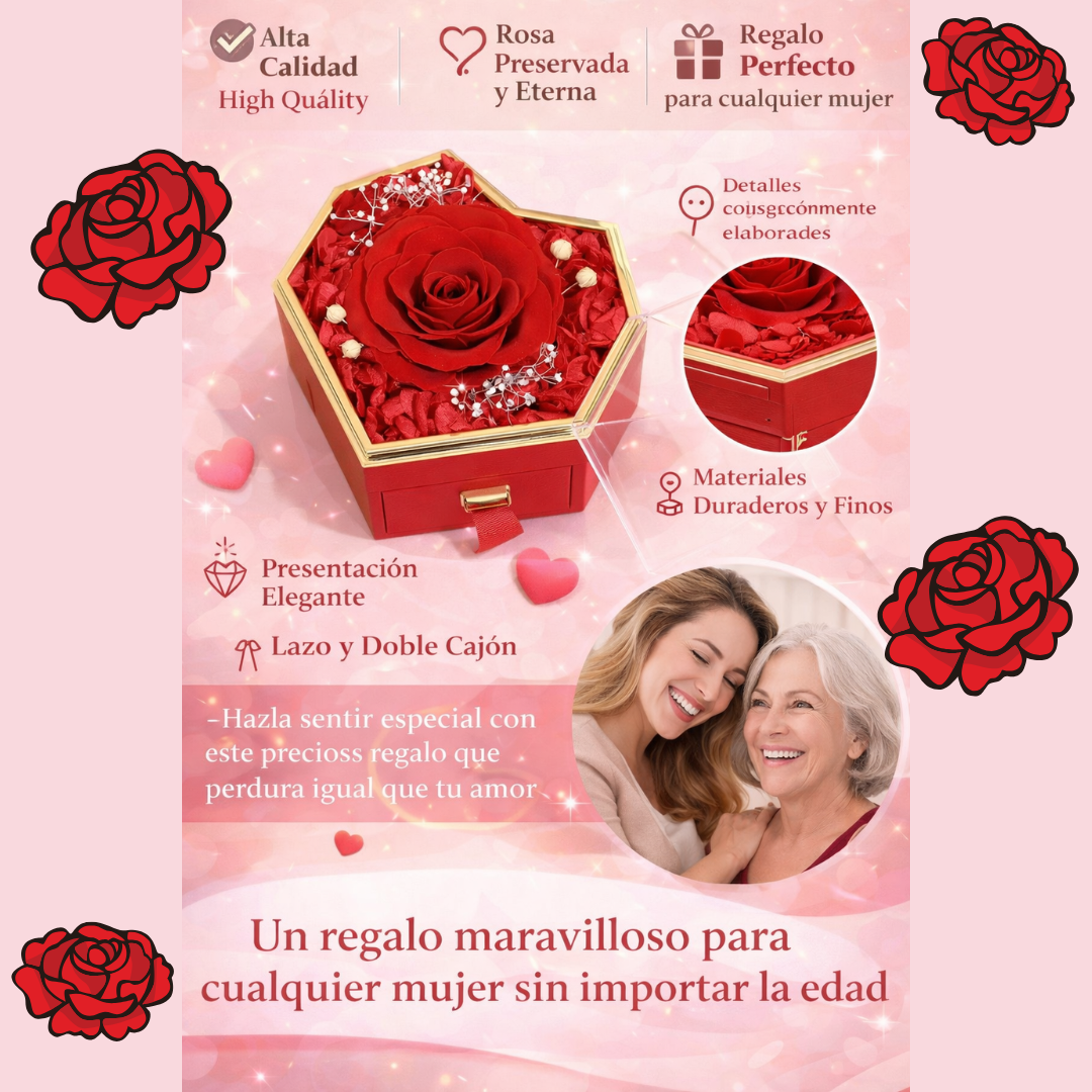 Rosa eterna con collar doble