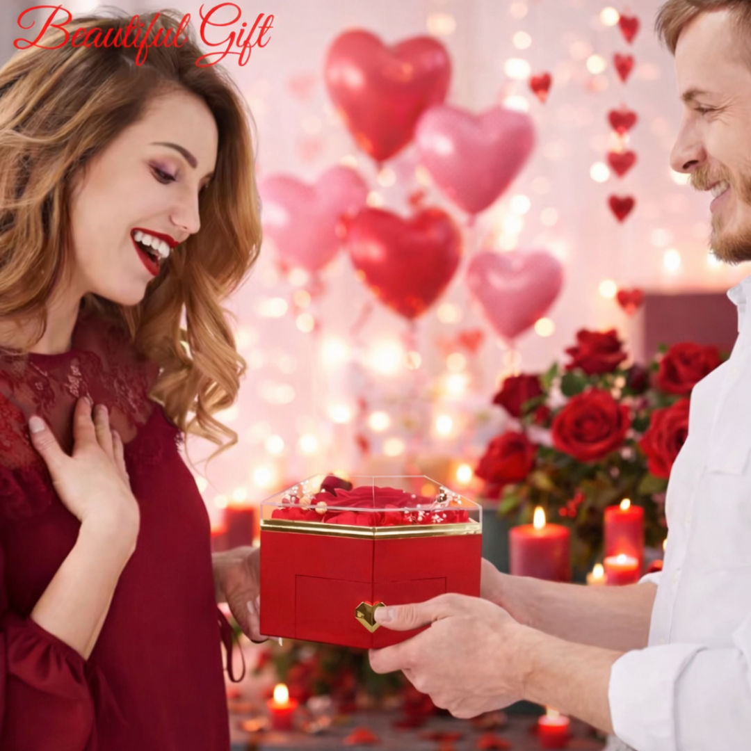 Rosa eterna con collar doble