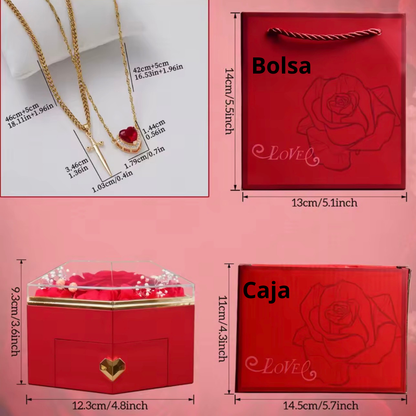 Rosa eterna con collar doble