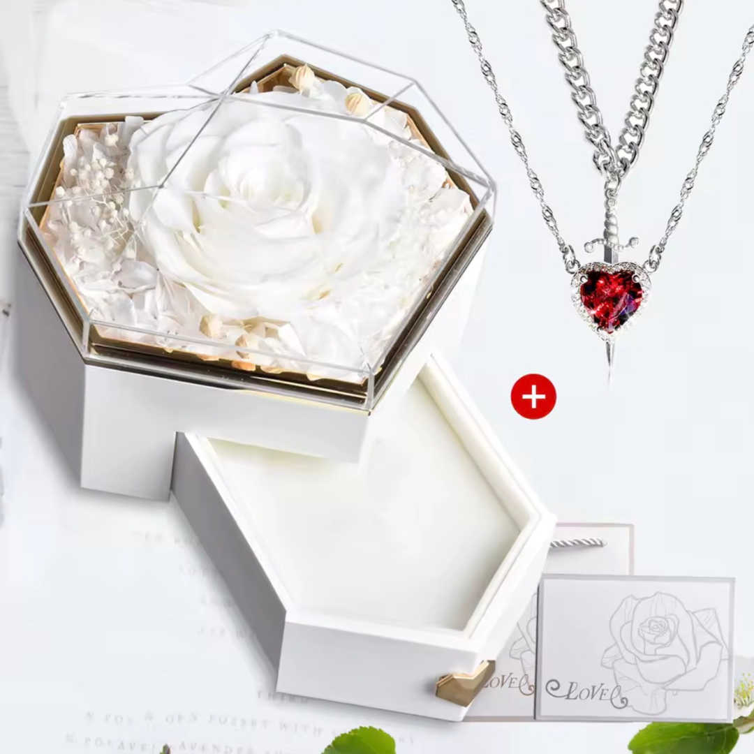 Rosa eterna con collar doble