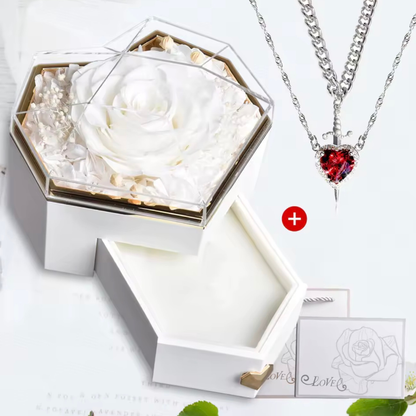 Rosa eterna con collar doble